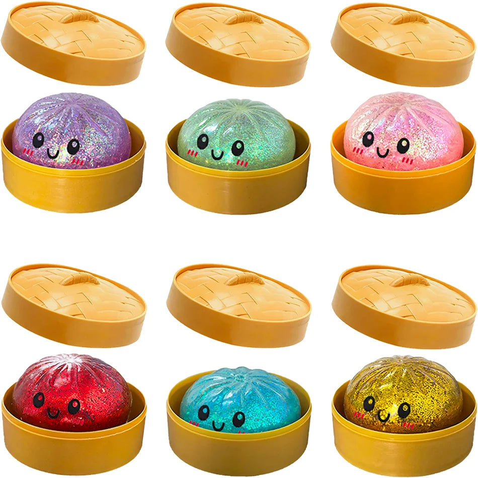 Glitter Crystal Dumpling Squishy Sensory Stress Relief Toy
